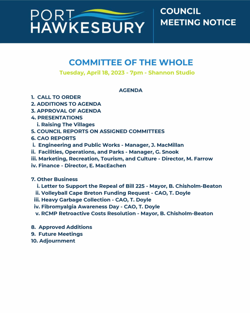 Committee of the Whole April 18, 2023