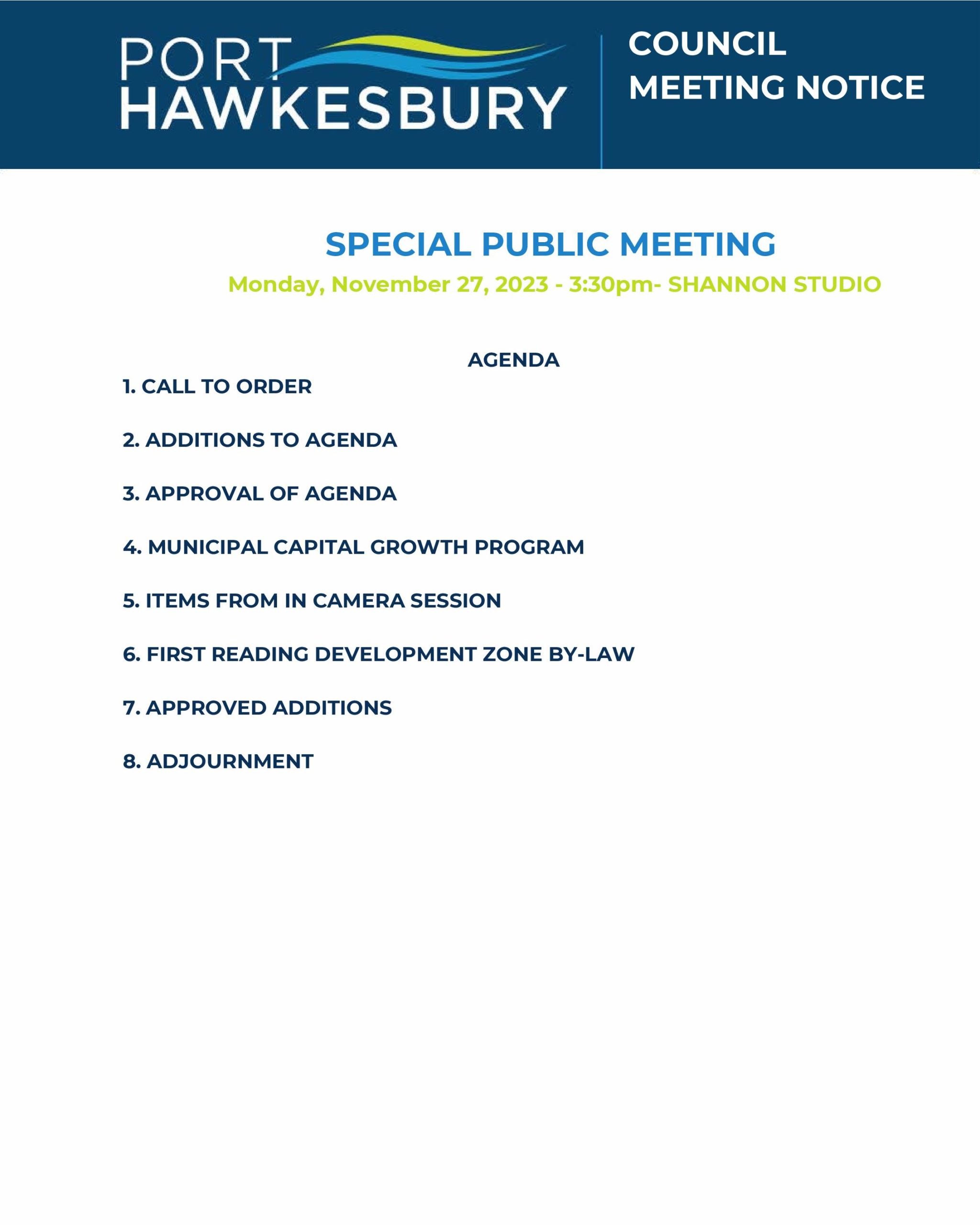 Special Public Meeting of Council