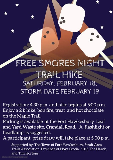 FREE SMORES NIGHT TRAIL HIKE – FEBRUARY 18, 2023