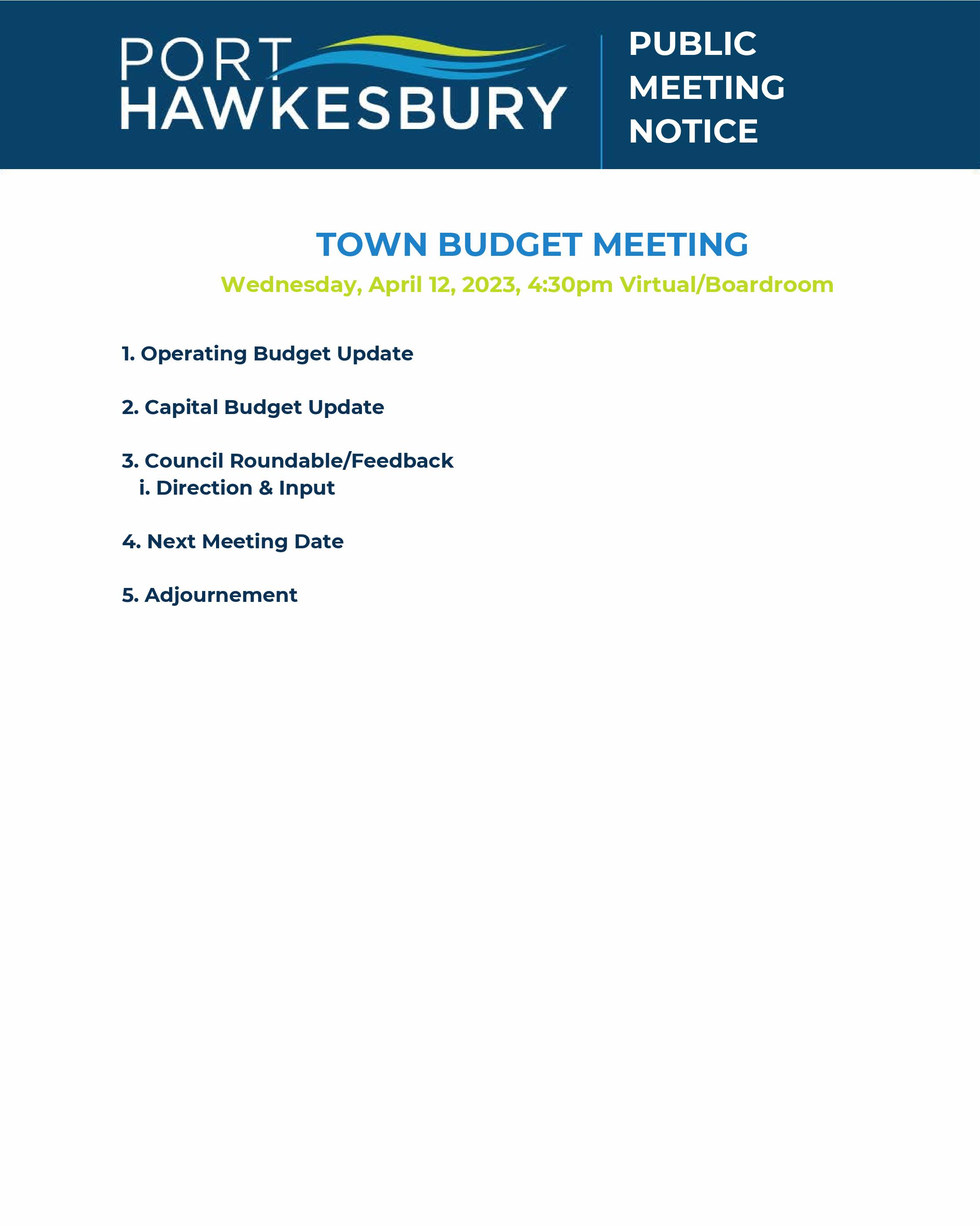 Budget Planning Meeting of Council – April 12, 2023